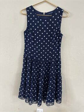 Tommy Hilfiger Navy Blue Polka Dot Tiered Dress Size 6